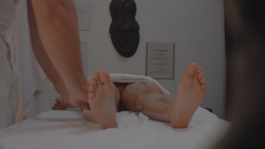 8. Download full pics of Naughty Brunette Moans as She’s Getting Fingered from czechmassage.com