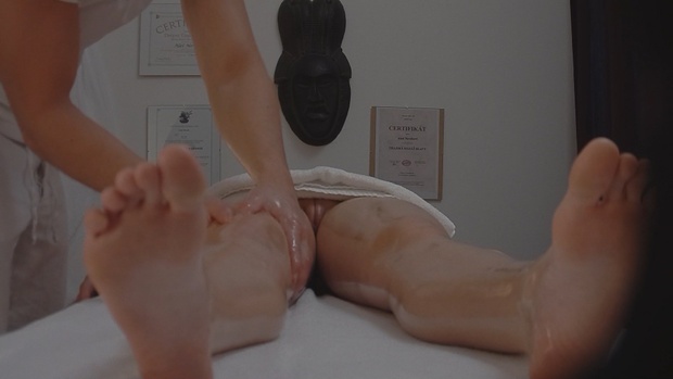 7. Download full pics of Blonde Model Moans as She’s Fingered on the Table from czechmassage.com