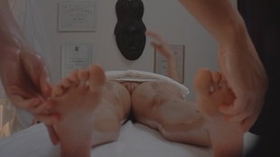 9. Download full pics of Blonde Model Moans as She’s Fingered on the Table from czechmassage.com