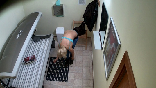 2. Download full pics of Blonde Babe Strips for the Second Time from czechsolarium.com