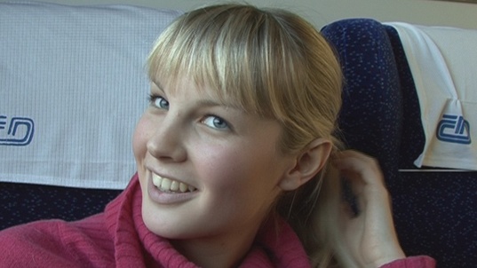 6. Download full pics of Beauty on train from czechav.com