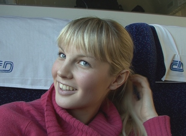 6. Download full pics of Beauty on train from czechav.com