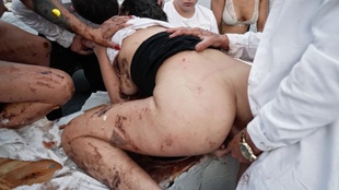 4. Download full pics of Anna Covers Hairy Waitress in all Her Fluids from goperv.com