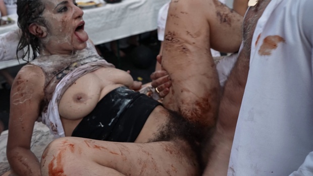 8. Download full pics of Anna Covers Hairy Waitress in all Her Fluids from nudz.com