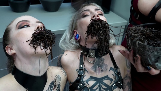 1. Download full pics of Eden Ivy and Sasha Anime in Harness from powerfetish.com