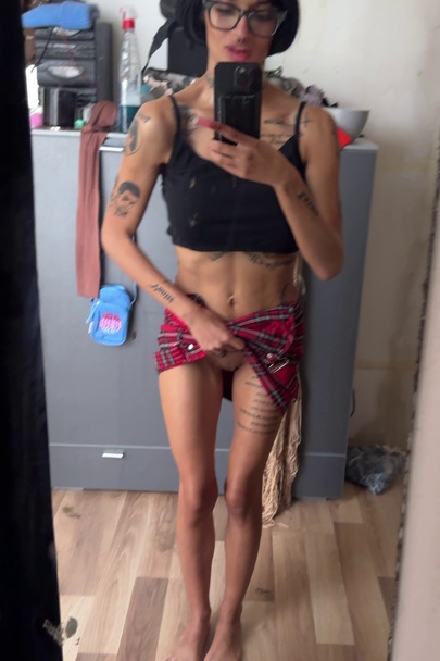 dirty mirror, plaid skirt, feet out already 🍪
