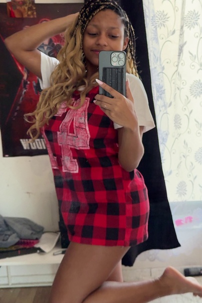 Caught you staring: plaid, peach panties, and piss-brat brain 😇