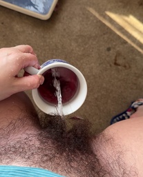 Selfie Fetish: Blue shirt on, red drink straight into my mess ☕