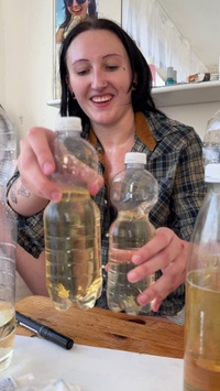 Selfie Fetish: piss bottles lined up like trophies on the table 💛