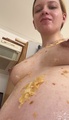 Selfie Fetish: Sticky plate, dirty tits, big preggo belly 🐷