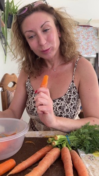 Selfie Fetish: carrots on table, top going lower 🥕