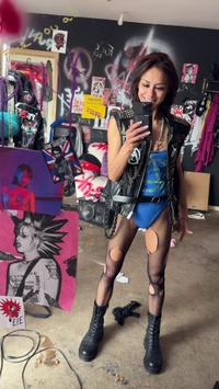 Selfie Fetish: blue bodysuit, brat face, filthy punk cave energy 😈